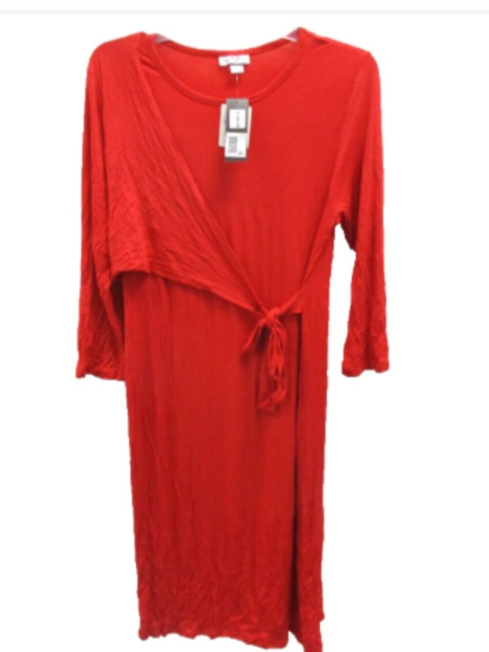 Times Two Womens Maternity Dress Size L Red Faux Wrap Long Sleeve NWT